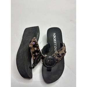 Rocket Dog Women's 9 Rodeo Western Black Crush Platform Flip Flop Thong Sandal